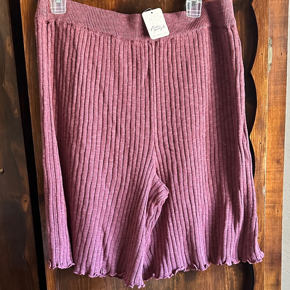 Free People Mauve Ribbed Knit Shorts